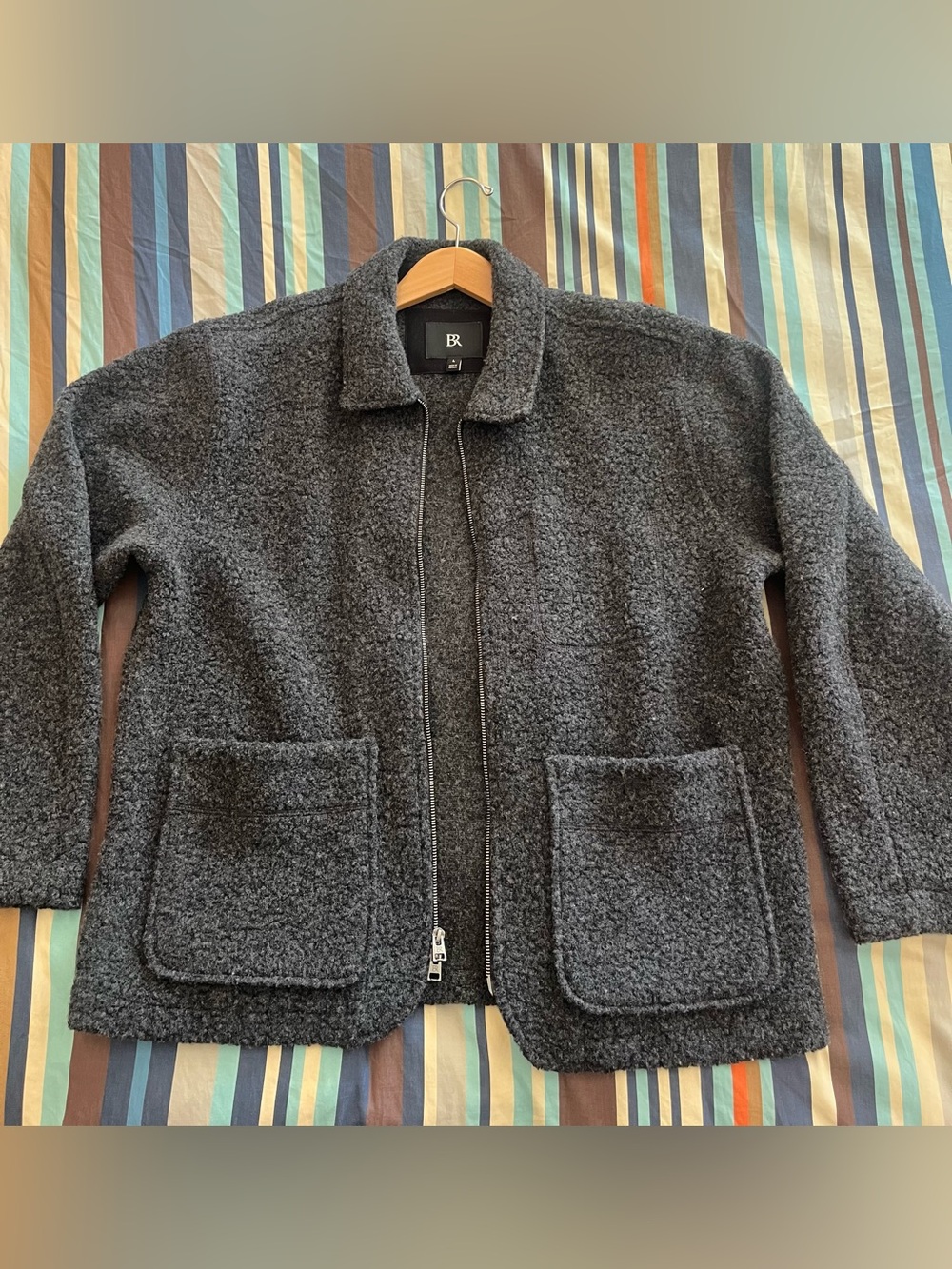 Banana Republic Charcoal Gray Sherpa Zip Shirt Jacket - Picture 1 of 2